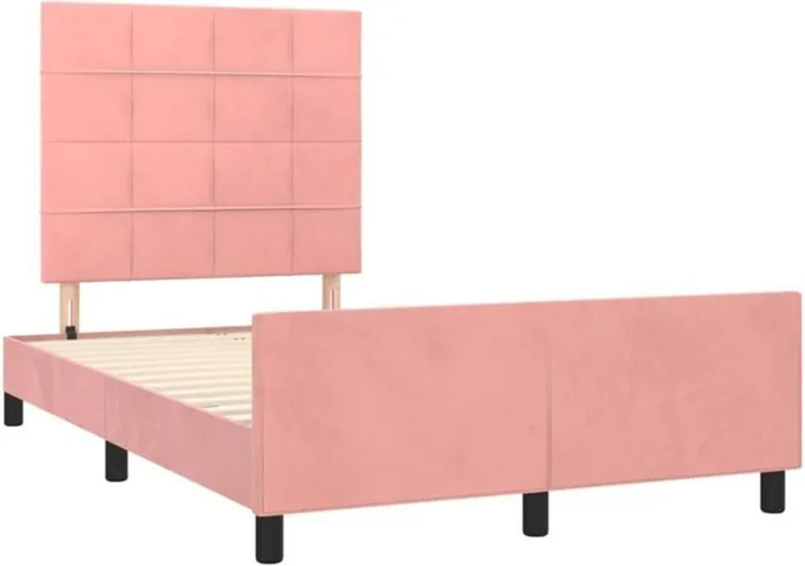 Polsterbett Vidaxl aus Samt in Rosa, B/T: 120 x 190 cm - Bild 1