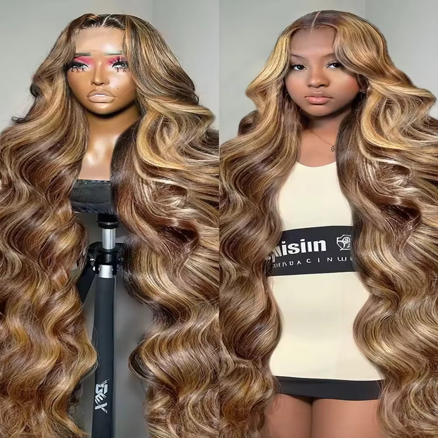 Fuduete Echthaar Perücke, Body Wave, Ombre, 46 Zoll, Damen - Bild 3