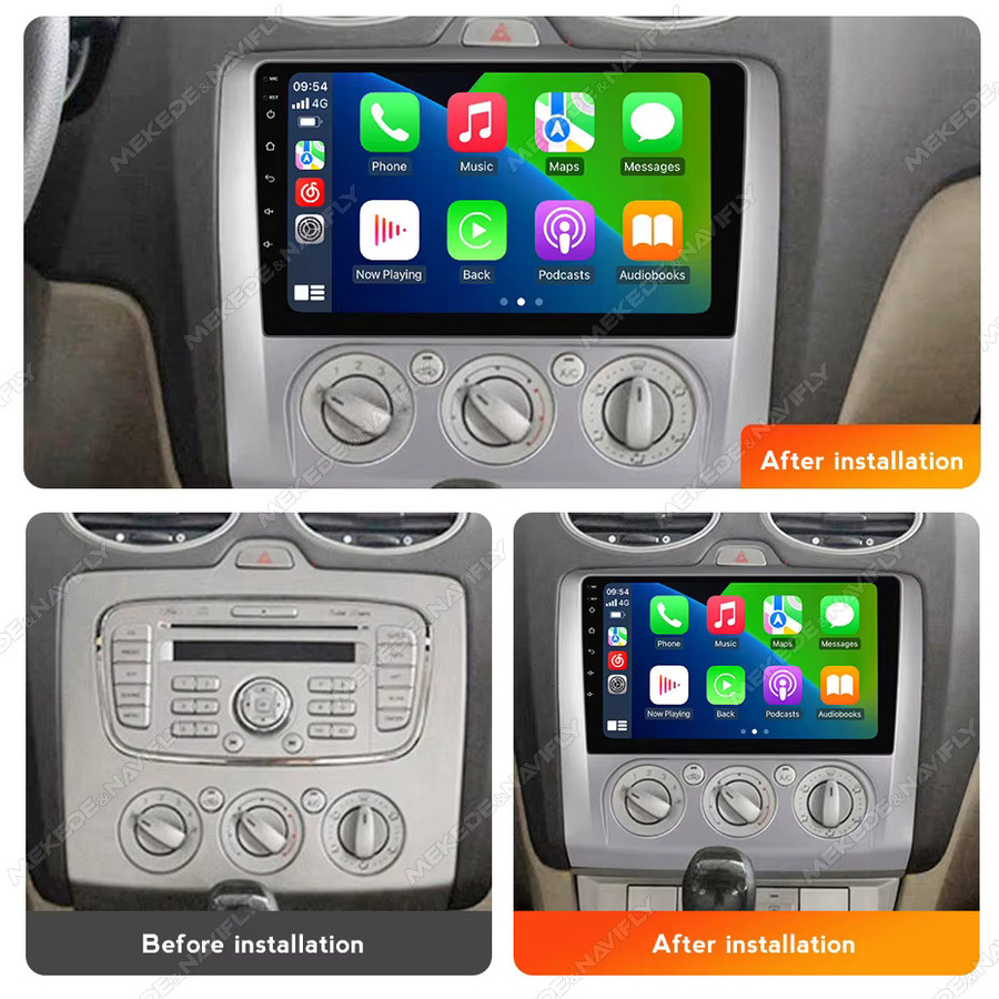 MEKEDE & NAVIFLY Android 14 Autoradio für Ford Focus 2 3 Mk2/Mk3 2004-2011 mit Carplay und GPS Navigation in Schwarz - Bild 2