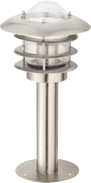 Außensockelleuchte Calprese aus Edelstahl in Silber mit transparentem Glas und IP44 Schutz für Garten und Außenbereich - Bild 1