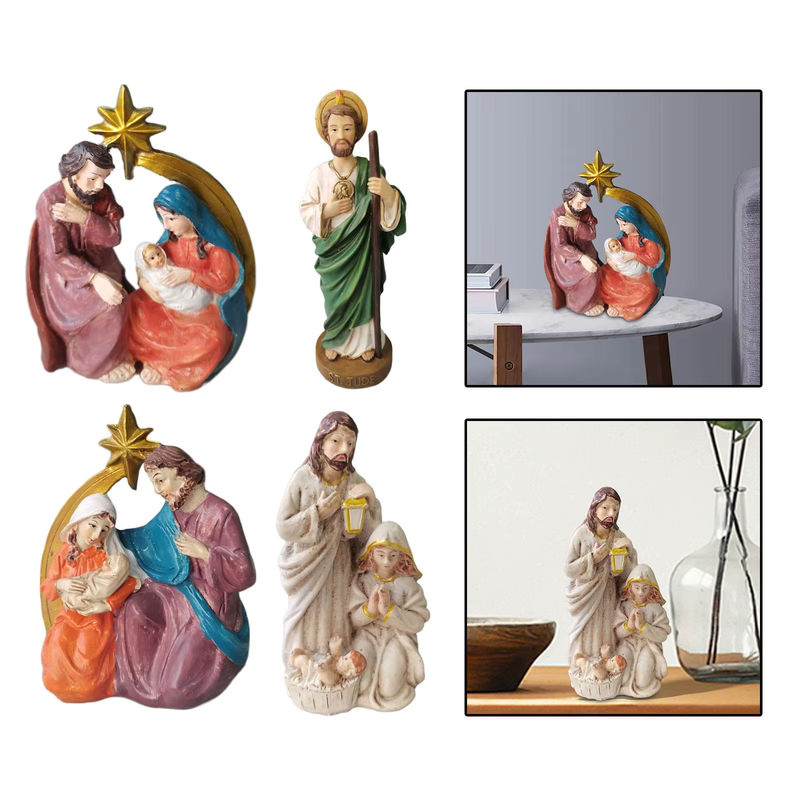 Kesoto Krippe Figurenset mit Baby Jesus aus Kunstharz, mehrfarbig, klassische Weihnachtsdekoration - Bild 2