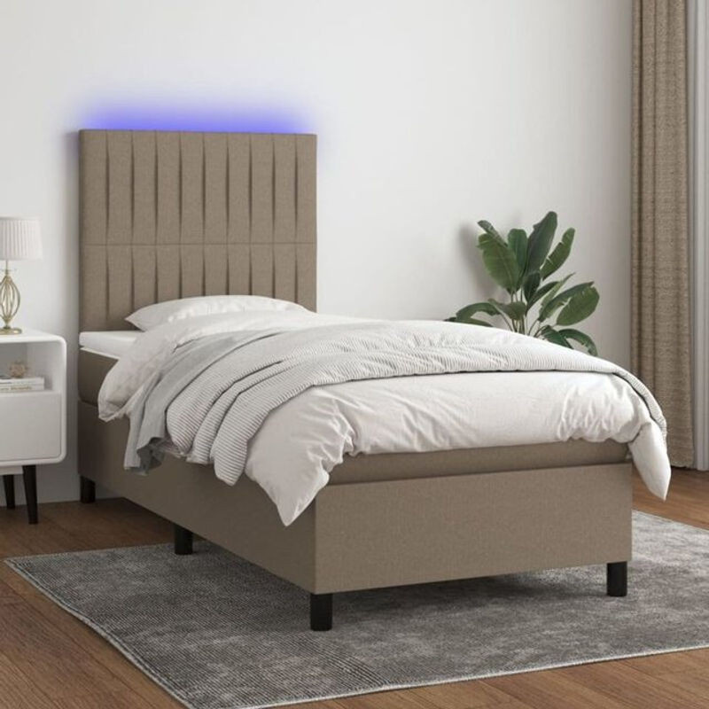 vidaxl Boxspringbett mit Matratze in Taupe meliert, Stoff, B/T/H: 200 x 80 x 118 cm - Bild 1