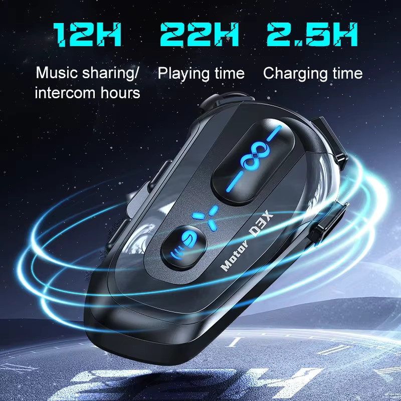 KEBETEME Motorrad Helm Intercom Headset mit Bluetooth 5.4 und Sprachassistent, 600m Reichweite, Halb Duplex, Schwarz - Bild 5