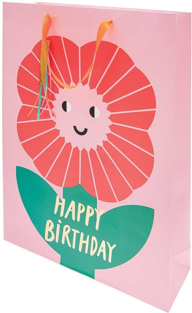 Rico Design Paper Poetry Geschenktüte XL Happy Birthday in Multicolour und Gold, B/T/H: 33 x 10 x 45 cm - Bild 1