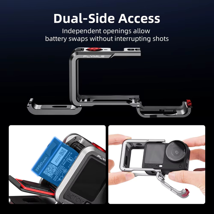 Flymile Metallkäfig aus Aluminiumlegierung als Schutzhülle und Schutzrahmen für deine DJI Osmo Action 6 mit Schnellverschluss - Bild 3