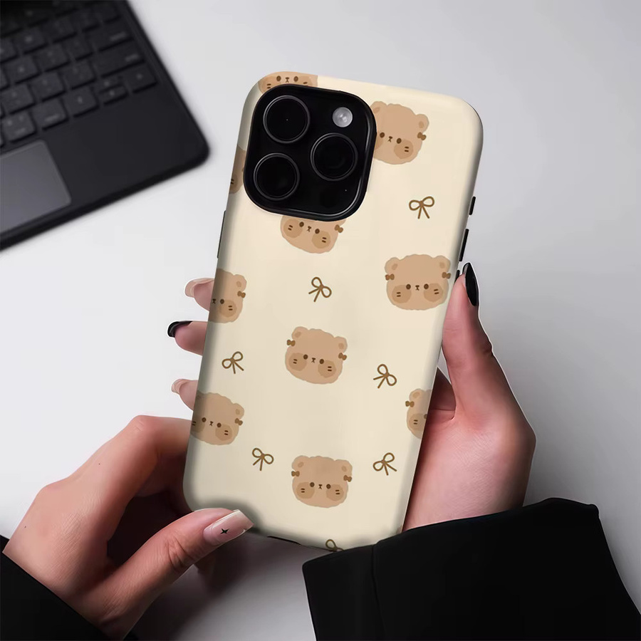 Potdemiel Robuste Bären-Handyhülle für iPhone 17 16 15 14 13 Pro Max Plus mit Magnetfunktion, Beige - Bild 2