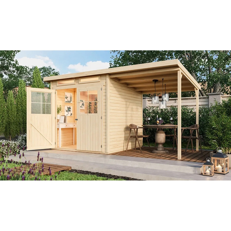 Karibu Holz-Gartenhaus Egersund Natur mit Pultdach und modernem Design B: 220 cm, T: 209 cm, H: 190 cm - Bild 2