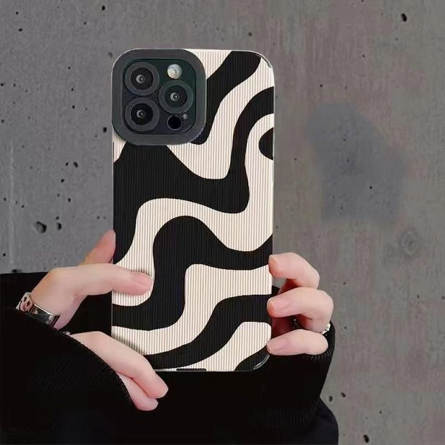 Stoßfeste Silikonhülle mit Zebrastreifen für Apple iPhone 11 12 13 14 15 16 Pro Max Mini Plus X XS XR in Schwarz und Multicolour - Bild 1