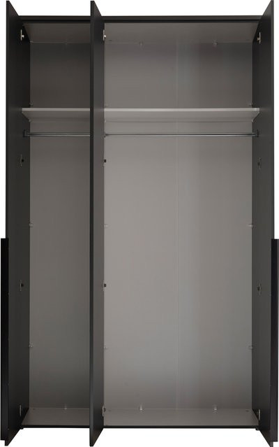Kleiderschrank HARPER BURELA Modern in Graphit und Grau mit Spiegel und Regalböden, B/T/H: 135 x 52 x 225 cm - Bild 1