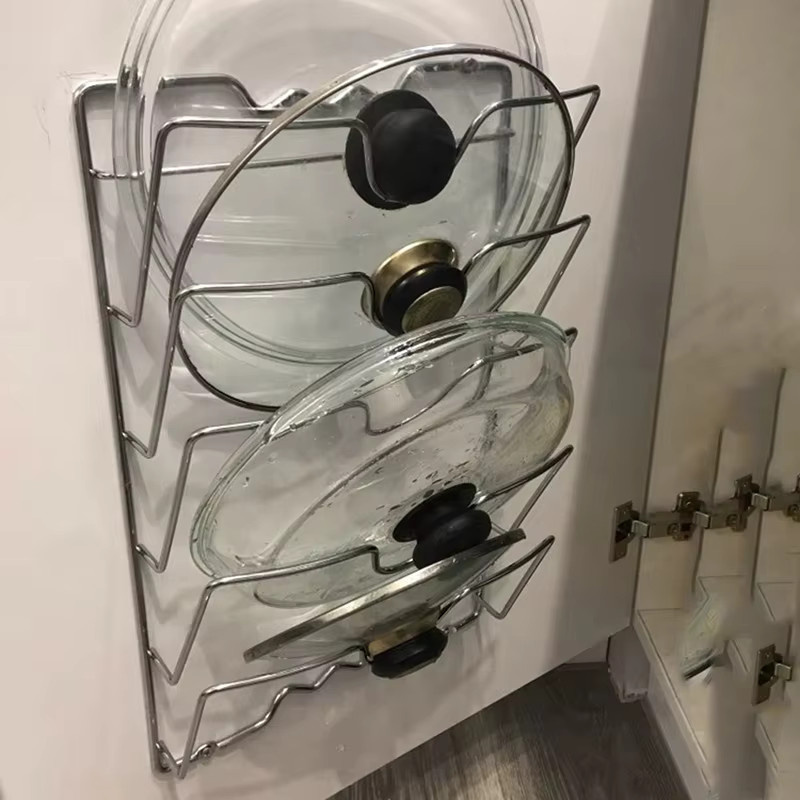 YOCITY Topfdeckelhalterung aus Edelstahl in Silber, fünffach hängendes Metallregal für Schranktüren und Schneidebretter - Bild 3