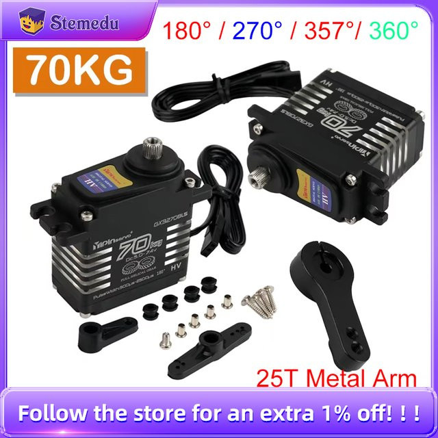 Stemedu Digital YP3270BLS RC Servo, Bürstenloser Motor, IP68, mit Stahl Getriebe, 25T Arm - Bild 1