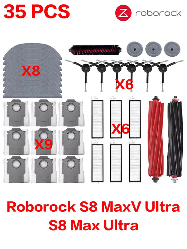 Roborock Zubehör-Set für S8 MaxV Ultra und S8 Max Ultra mit Hauptbürste, Seitenbürste, Wischtüchern, Filtern und Staubbeuteln in Multicolor - Bild 6