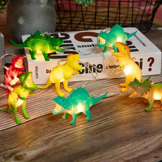 Dinosaurier Lichterkette mit 10 bunten LEDs für Kinder und Partydekoration, Länge: 1,5 m - Bild 1