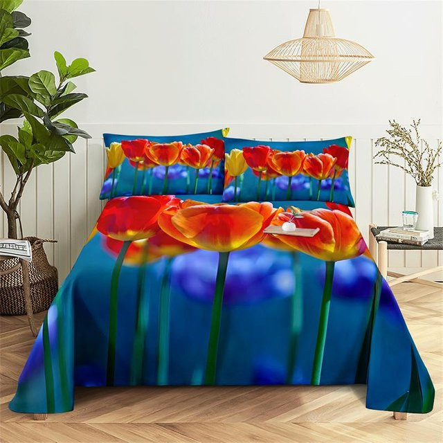 JMG Household Supplies Bettwäsche-Set mit Tulpen-Blumenmuster, 3-tlg. Mikrofaser-Bettwäsche in Multicolour, B/H: 220 x 240 cm - Bild 1