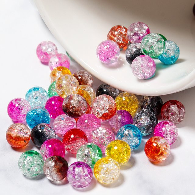 louleur Acryl Crackle Perlen, bunt, rund, 8/10mm, Unisex - Bild 1