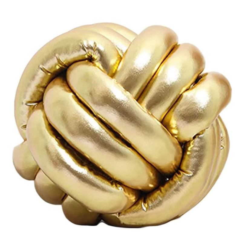 Inyahome Weihnachtsknotenkissen in Gold aus weichem Plüsch im skandinavischen Design - Bild 2