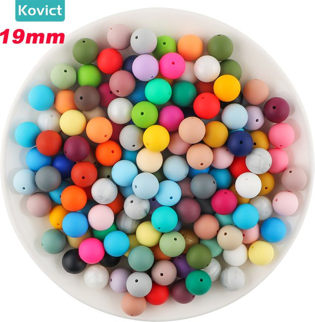 Kovict Silikonperlen, rund, Dark pink, 19 mm - Bild 1