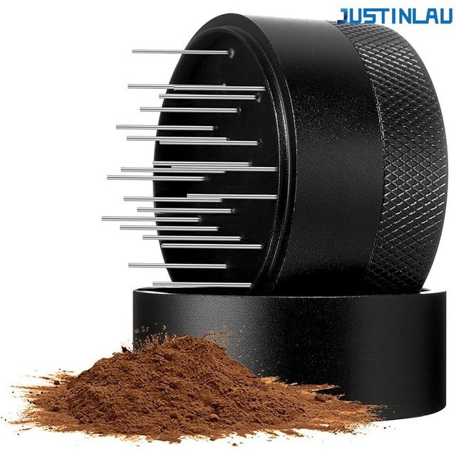 JUSTINLAU Rotierender Nadel-Pulverspender aus Edelstahl in Silber und Schwarz mit Basis - Bild 1