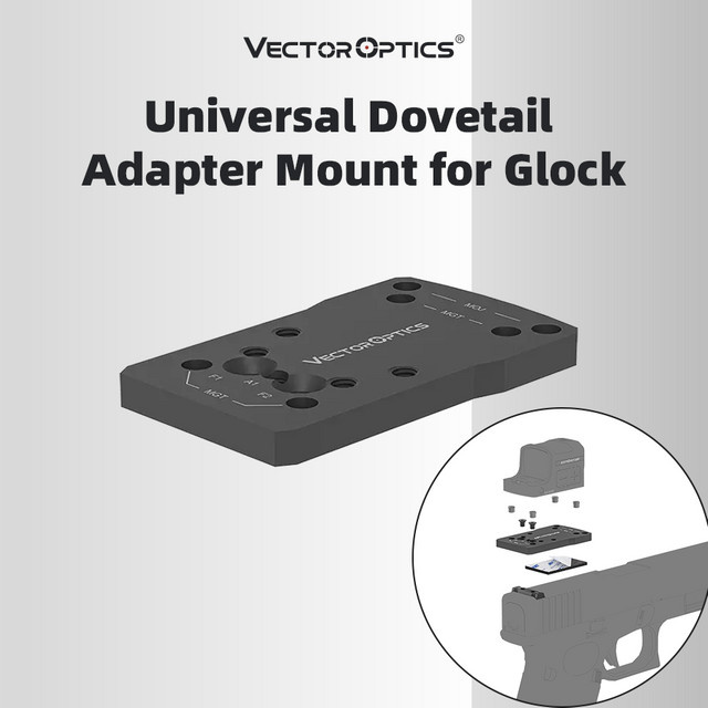 Vector Optics Moj Mgt Schwalbenschwanzadapter für Glock Universal 2-in-1-Rückvisierhalterung in Schwarz, passend für RMR/RMSC-Fußabdrücke - Bild 1