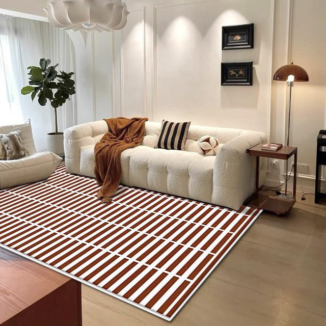 Karpetti Plüschteppich mit Streifen-Design in Weiß, weicher Samtteppich für Wohnzimmer und Schlafzimmer, B: 160 cm, T: 100 cm - Bild 1
