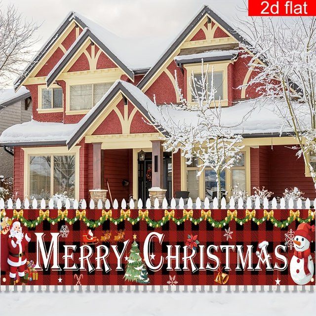 VIKAMA Großes Frohe Weihnachten Banner für Zaun und Heimdekoration zur Weihnachtszeit und für den Winterurlaub - Bild 1