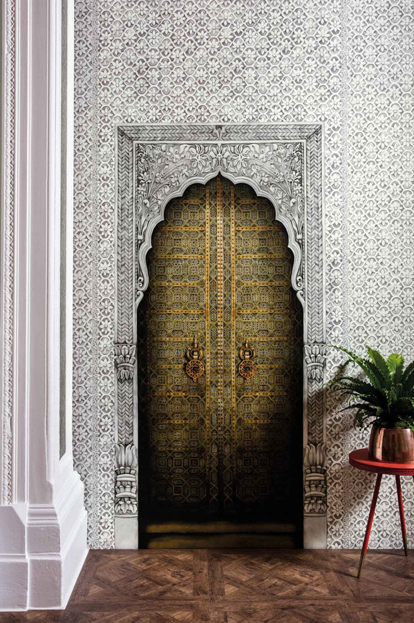 Cole & Son Tapete Jali Trellis in Stone mit geometrischem Abstract-Muster aus Vlies - Bild 1