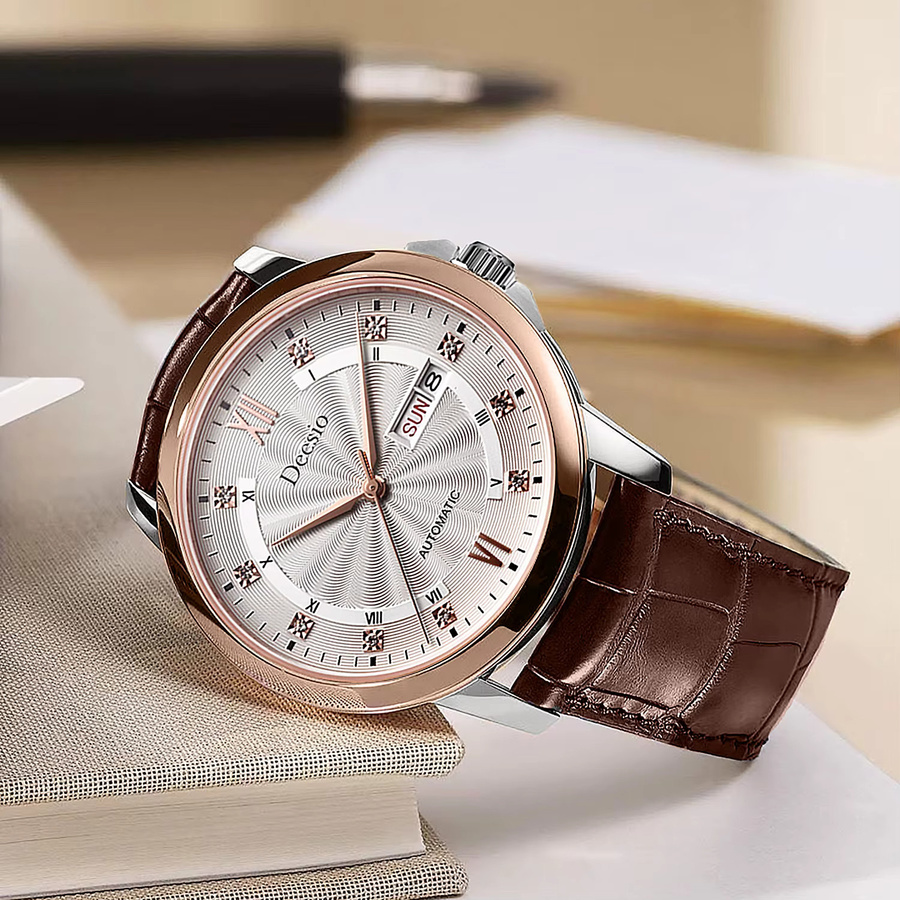 Deesio Armbanduhr Automatik, Edelstahl, Saphirglas, Datum, Herren - Bild 3