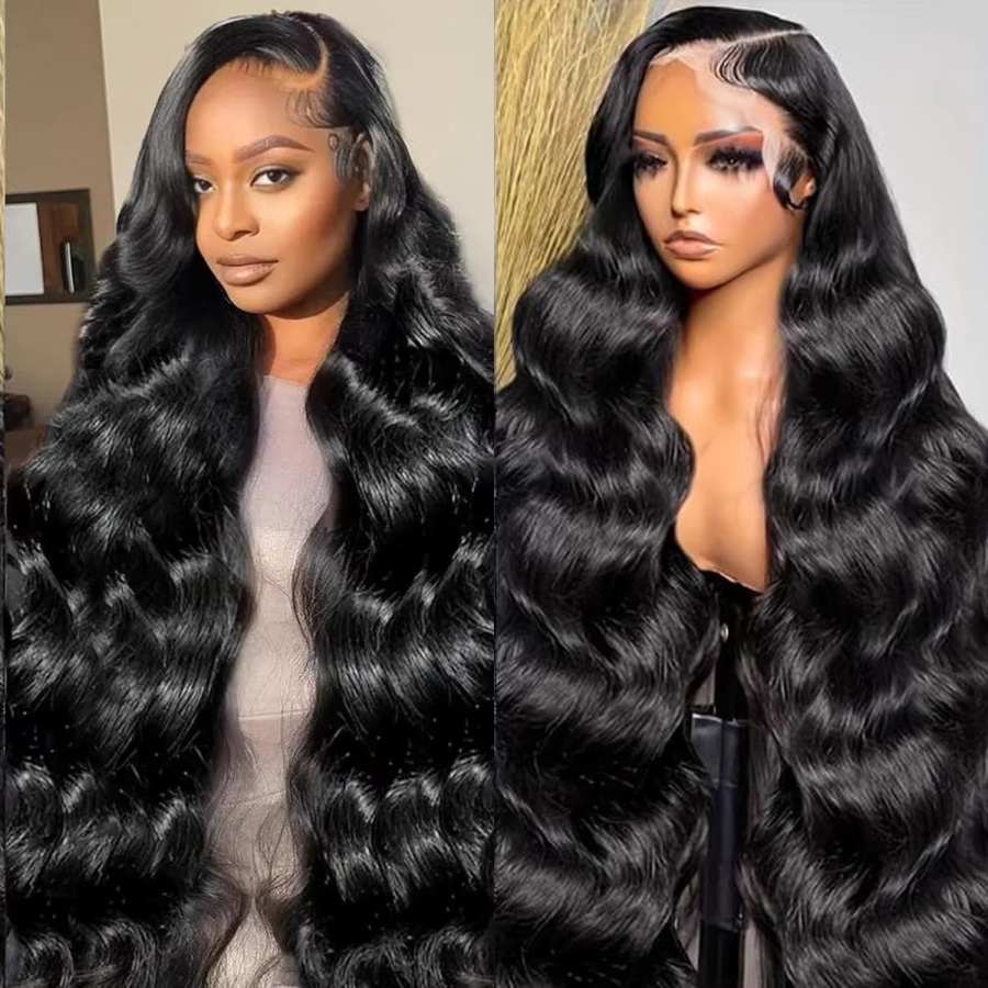 Homgoss Body Wave Echthaar HD Lace Frontal Perücke, 40 Zoll, Lockig, Damen - Bild 6