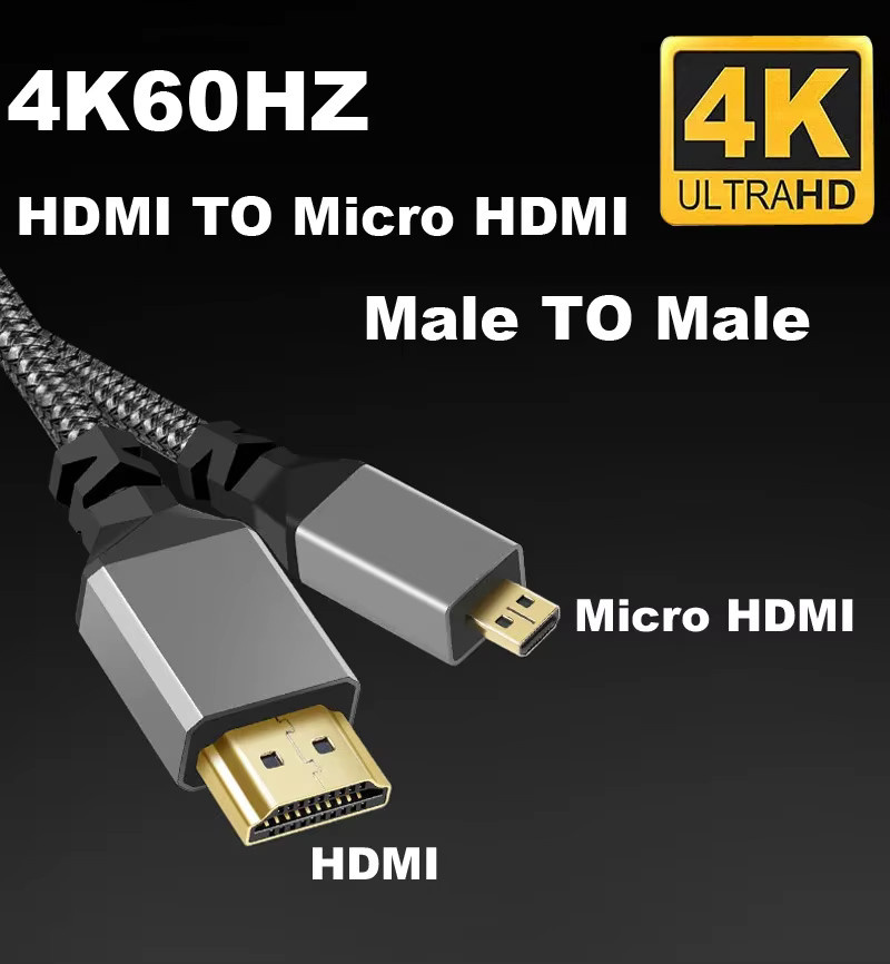 BSN Micro-HDMI-auf-HDMI-Verlängerungskabel in Schwarz mit Nylon-Geflecht für HD 4K@60Hz - Bild 3