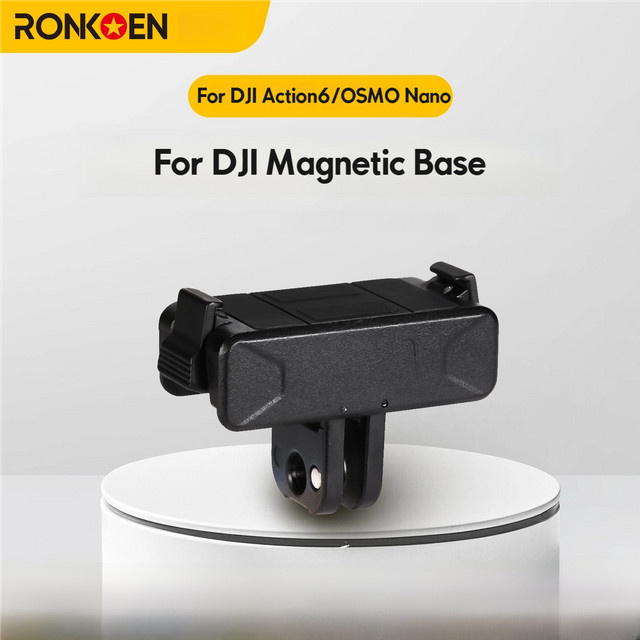 Ronkoen AZ-08 Magnetische Schnellverschlussbasis für DJI Osmo Nano und DJI Action6 in Schwarz mit zwei Klauen - Bild 1