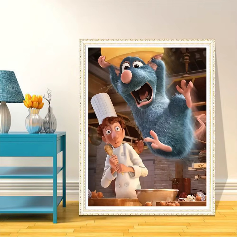 Disney 5D Diamantmalerei Ratatouille Mosaik-Stickerei mit runden Strasssteinen in Multicolour, Wandkunst, Breite: 30,0 cm, Höhe: 20,0 cm - Bild 3