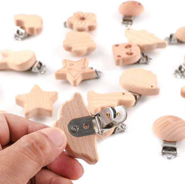 Kovict Holz Clips, Runde/Tier/Blume/Herz/Stern/Kleiner Bär, DIY Zubehör - Bild 1