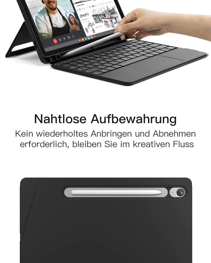 Samsung Tastaturhülle mit Touchpad für Galaxy Tab S10 FE, S9 FE und S9 im Hoch- und Querformat, Schwarz - Bild 7