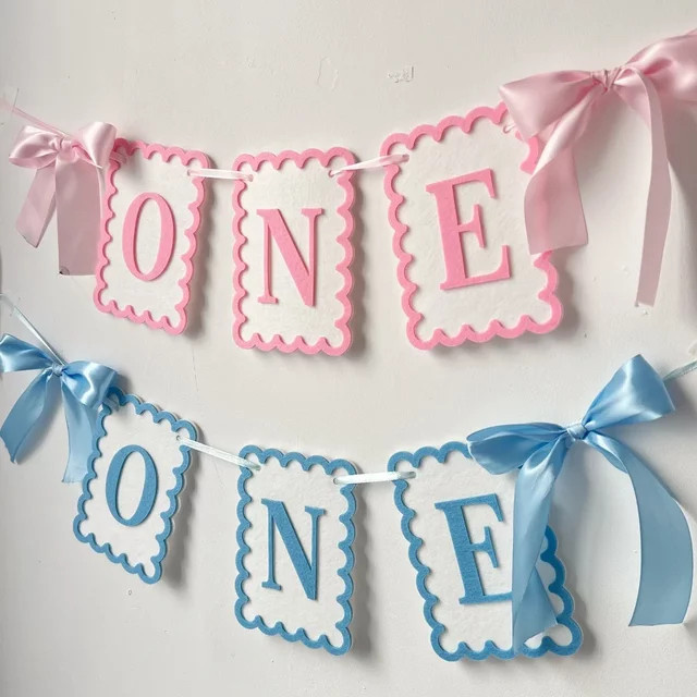 Sweet Bow Filz-Banner für den ersten Geburtstag als Girlande für Kindergeburtstage und Babypartys - Bild 1