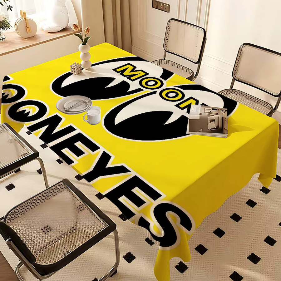 M-Mooneyes Rechteckige Tischdecke mit Grafikdesign in Gelb, waschbar - Bild 2
