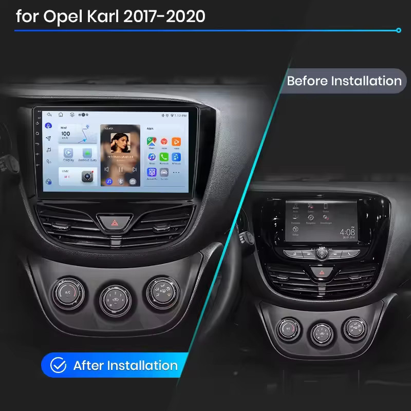 Junsun CarPlay Android 15 Radio für OPEL Karl und VinFast Fadil 2017-2020, 2DIN Auto-Multimedia-Player in Schwarz mit GPS, Bluetooth, FM und DSP - Bild 2