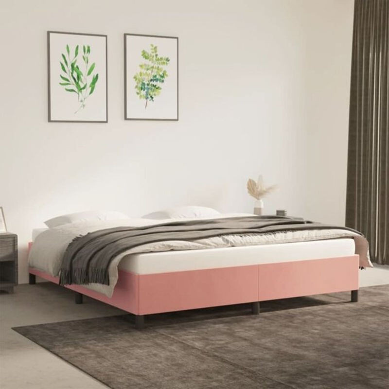 Vidaxl Polsterbett aus Samt in Rosa, B/T: 160 x 200 cm - Bild 1
