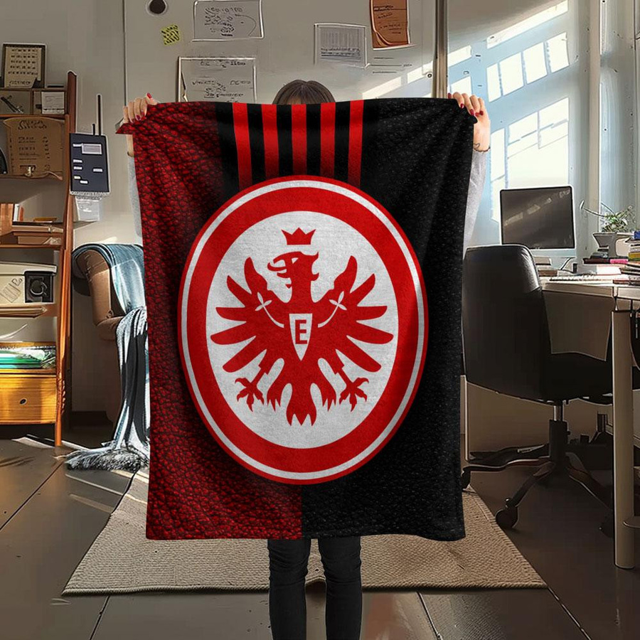 Eintracht Frankfurt FC Flanelldecke von HAPPYDAYSET, weicher Überwurf in Schwarz, Weiß und Rot, B/H: 80 x 120 cm - Bild 5
