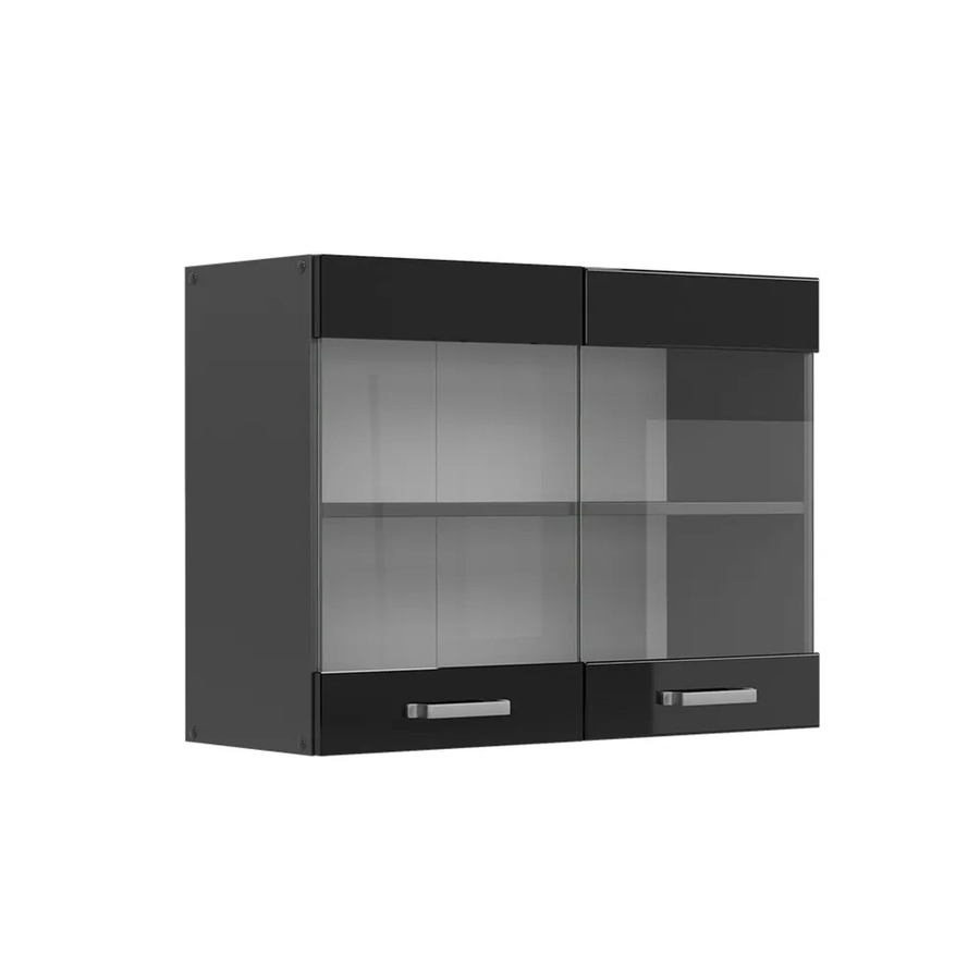 Vicco R-Line Glashängeschrank für die Küche in Anthrazit und Schwarz mit Glastüren, Breite: 80 cm - Bild 3