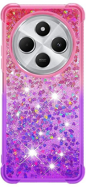 Funda Glitzer Handyhülle für Xiaomi Redmi 14C in Transparent Purple mit dynamischem Flüssigkeitseffekt - Bild 1