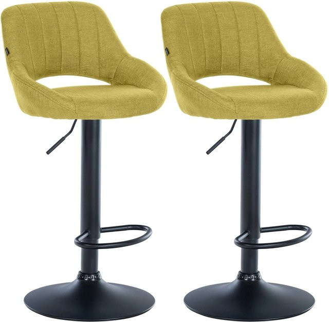 2er Set Barhocker DELUKE SEGAD mit Lehne, Stoff Grün und Schwarz, B/T/H: 47 x 48 x 85 cm - Bild 1