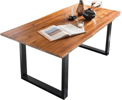SalesFever Esstisch aus Akazienholz und Metall im Industrial Design, Braun/Schwarz, B: 145 cm, T: 80 cm - Bild 2