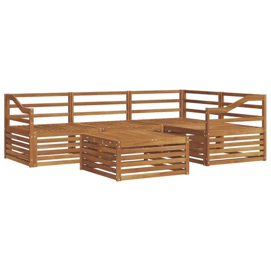vidaXL Outdoor-Sofagarnitur 5-teilig aus Massivholz Akazie in Braun, L-Form mit Tisch und Armlehnen - Bild 2