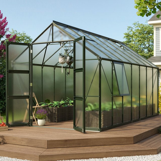 Vitavia Gewächshaus Olymp 11500 in Smaragdgrün mit 11,5 m² Fläche, Polycarbonat-Platten und Fundamentrahmen - Bild 1