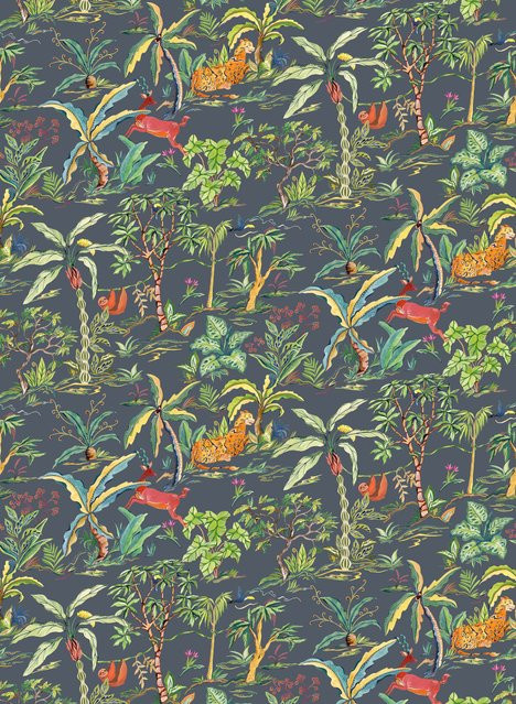 Osborne & Little Carta da parati Salento Tapete Midnight/Apple mit Dschungel-Motiv in Verde - Bild 1