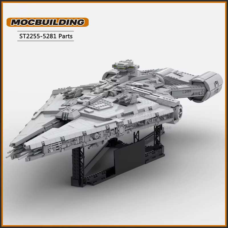 MOCBUILDING Weltraum Schlachtschiff und Starfighter DIY Ziegel Modell Set in Grau - Bild 2
