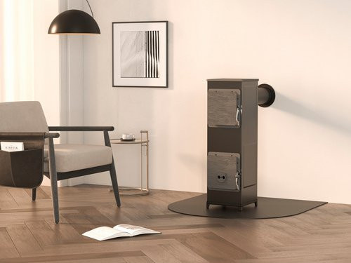 accente Werkstattofen NIVO Classic in Schwarz aus Stahl und Gusseisen, B: 29 cm, H: 92 cm, 6 kW - Bild 1