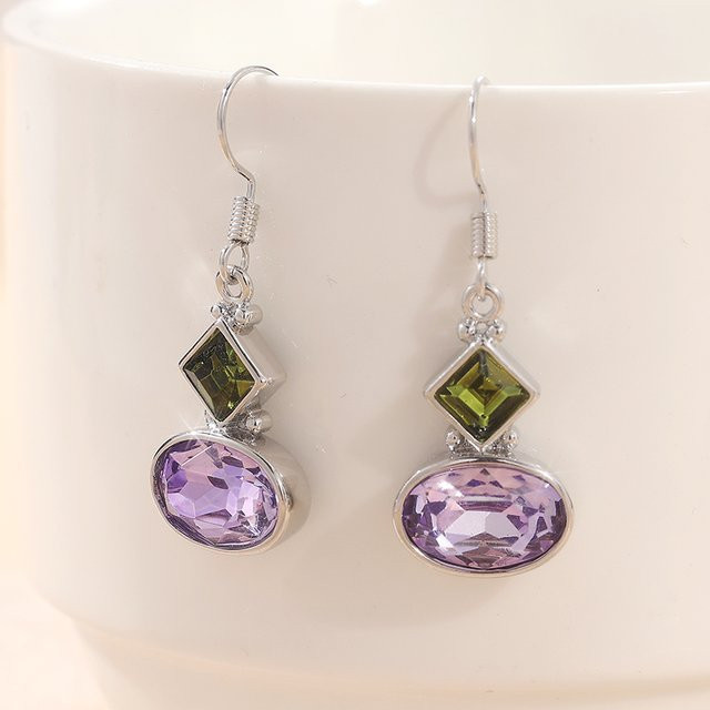 Ohrringe Amethyst, versilbert, Damen - Bild 1