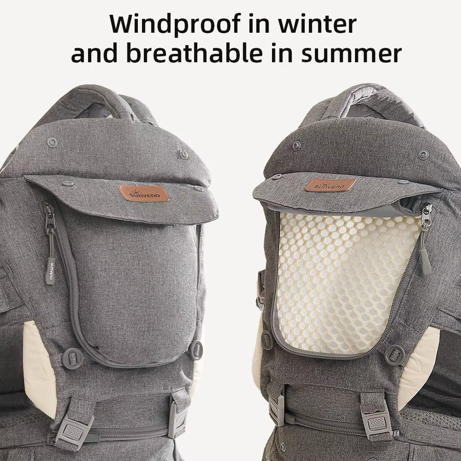 Sunveno Ergonomische Hybrid Babytrage als Babykänguru mit Hüftsitz in Grau - Bild 3