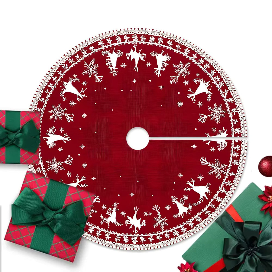 VIKAMA Weihnachtsbaumrock mit floralem Design in Rot aus Textil - Bild 3